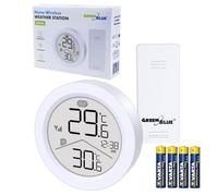 GreenBlue GB162 Estación meteorológica inalámbrica con sensor exterior IP44 | Temperatura interior y exterior | Memoria mín./máx. | Gran pantalla LCD | Alcance de 60 m | 4 pilas AAA