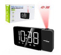 GreenBlue GB172 Radio despertador digital LED con proyector FM negro