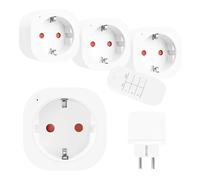GreenBlue GB313 F: juego de 3 enchufes controlados por mando a distancia, 16 A, 3680 W, radio de 433 MHz, alcance de hasta 30 m, memoria de ajustes, enchufe Schuko tipo F, sin Wi-Fi, pila CR2032