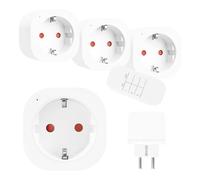 GreenBlue GB313 F: juego de 3 enchufes controlados por mando a distancia, 16 A, 3680 W, radio de 433 MHz, alcance de hasta 30 m, memoria de ajustes, enchufe Schuko tipo F, sin Wi-Fi, pila CR2032