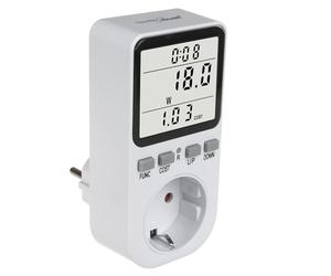GreenBlue GB364 F Medidor de Consumo Eléctrico, Contador de Energía con Alarma de Sobrecarga, Enchufe Tipo F, 220-240V CA, 50Hz, Carga máx. 16A, IP20, Batería Incorporada (GB364 F)