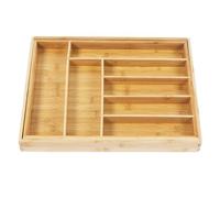 GreenBlue GB379 Organizador de Bambú para Cubiertos, Bandeja Extensible, 7 Compartimientos Básicos y 2 Extraibles para Utansilios de Cocina, Organización de Cajón de Cubertería, Dim.: 32,5-50x43x45cm