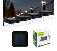 GreenBlue Lámpara Solar Poste Capó 80x80 mm Juego de 4 Blanco Cálido 3200K 8 LED Sensor Crepúsculo Batería Reemplazable Hasta 8 Horas Iluminación Para Valla Jardín Terraza Camino GB127 WW