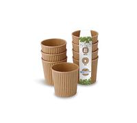 GREENBOX 25 vasos estriados para llevar de cartón kraft marrón sin blanquear, vasos de café ecológicos, desechables, orgánicos, sin imprimir, 100 ml, 100% biodegradables, compostables