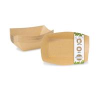 GREENBOX Bandejas de cartón premium para aperitivos de 200 ml, vajilla de cartón en 12,5 x 10,5 x 3,5 cm, cuenco para aperitivos para comida rápida, biodegradable y sin plástico, de materiales