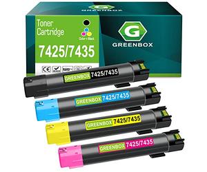 GREENBOX Cartucho de tóner compatible 7425 7435 de alto rendimiento para Xerox 7425 7435 006R01395 006R01396 006R01397 006R01398 para impresora WorkCentre 7425 7428 7435 (paquete de 4)