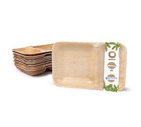 GREENBOX Palmware - Vajilla de hoja de palma de alta calidad, 25 unidades, desechable, de hoja de palma, rectangular, 25 x 15 cm, con 2 cámaras separadas, vajilla desechable orgánica biodegradable