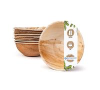GREENBOX Palmware - Vajilla desechable ecológica de hojas de palma, 25 unidades, redonda, 425 ml, diámetro de 15 cm, cuenco para ensalada, cuenco de sopa, cuenco para servir aperitivos, color beige