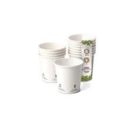 GREENBOX Taza de café orgánica de cartón, vajilla biodegradable y compostable, vaso de cartón, vasos de café desechables, vasos de café blanco con impresión icon, 50 unidades, 100 ml, 4 oz