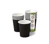 GREENBOX Vasos de cartón orgánico, desechables, vasos de papel, vasos compostables y biodegradables, color negro, sin impresión, respetuosos con el medio ambiente, 50 unidades, 200 ml