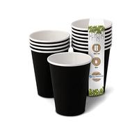GREENBOX Vasos de papel orgánicos, vasos desechables, vasos de papel, vasos compostables y biodegradables, vasos de café negros, sin imprimir, ecológicos, 50 unidades, 300 ml