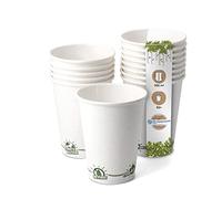 GREENBOX Vasos de papel reciclables para café blanco con revestimiento EcoUp© Icon y PLA, 50 vasos desechables de café para llevar, biodegradables, 300 ml