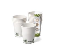 GREENBOX Vasos de papel reciclables para café blanco con revestimiento EcoUp© Icon y PLA, 50 vasos desechables para café para llevar, biodegradables, 200 ml, 8 onzas, vasos de café desechables