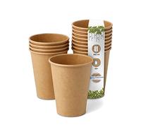 GREENBOX Vasos desechables biodegradables, de papel, con revestimiento de PLA, 50 unidades, marrón, sin teñir, 300 ml