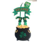 Greenbrier St Patrick's Day Decorations Wall Sign Hanging Door Decor Happy St Patrick Decoration Shamrock (Leprechaun Sign)
