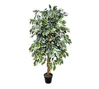 GreenBrokers Árbol Artificial de Ficus abigarrado de 160 cm, Color Verde