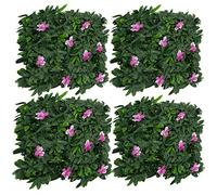 GreenBrokers Flores Artificiales moradas Verdes para setos de Pared (Paquete de 4) - jardín Vertical Estable a los Rayos UV