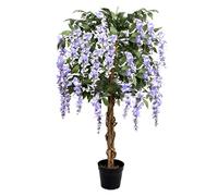 GreenBrokers Premium Lilac Wisteria Tree 130cm/4ft Potted Árbol Artificial de glicina, 130 cm, Planta en Maceta, Lila 1.2 m, 121.9 cm