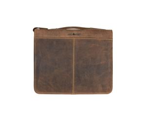 Greenburry Carpeta de anillas vintage de cuero 29 cm marrón