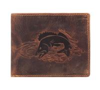 Greenburry Cartera vintage de piel con relieve de pez 12 cm marrón