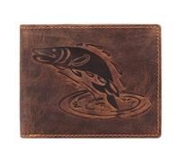 Greenburry Cartera vintage de piel con relieve de pez 12 cm marrón