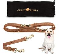 Greenburry Correa para perros marrón 200 cm - Extremadamente resistente de alta calidad y doble capa de piel de vacuno (2,5 cm de ancho) - Correa ideal para perros grandes