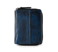 Greenburry Destressed Cartera Bloqueo RFID Piel natural 8.5 cm azul
