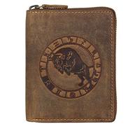 Greenburry Monedero Cartera de Piel con Signo del Zodiaco Vintage, Porta Tarjetas, 10, Marrón, Talla Única, Vintage