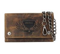 Greenburry Vintage RFID Leder Bikerbörse mit Kette Geldbörse Geldbeutel Biker Wallet BV-1820S-25-Skull