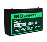 Batería de Plomo AGM 6 V 15 Ah Green Cell batería para SAI batería de Plomo Sealed Lead-Acid VRLA Resistente a ciclos, Sistema de Alarma Juguete Caja pesquera Linterna Linterna