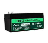 Greencell batería de Plomo de Gel AGM 12 V 3,4 Ah batería para SAI de Plomo Sealed Lead-Acid VRLA Resistente a ciclos, Sistema de Alarma Juguete Caja pesquera Linterna Linterna