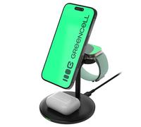 Greencell MagScape MagScape - Soporte de Carga inductivo 3 en 1 MagSafe para iPhone, Apple Watch, AirPods y Otros Auriculares inalámbricos, Color Negro
