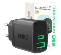 Greencell PowerSource Solo30 Negro 30W USB-C Power Delivery Cargador de batería iPhone 17/Pro/Pro MAX/iPhone Air/16/15, MacBook, Pixel 9, iPad, Samsung Galaxy S25 Ultra/S24 Series