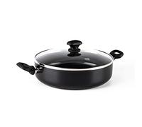GreenChef Diamond Sartén Honda de Cerámica Antiadherente Saludable de 28 cm/4.3 litros con 2 Asas y Tapa, sin PFAS, Apta para Inducción, Lavavajillas y Horno hasta los 160˚C, Negra