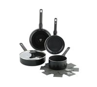 GreenChef Tones - Juego de 7 utensilios de cocina de cerámica antiadherentes, sartenes, cacerolas, saltea, protección de cacerolas, inducción, sin PFAS, apto para lavavajillas y horno, color negro