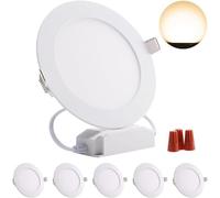 Greenclick 5 x 12W Panel LED Lámpara de techo redonda blanca Foco empotrable regulable, extremadamente plano, 220V 840Lumen Reemplaza la luz de techo LED de tubos fluorescentes de 100W