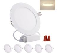 Greenclick 5 x 6W Panel LED Lámpara de techo redonda blanca Foco empotrable regulable, extremadamente plano, 220V 720Lumen reemplaza a la luz de techo fluorescente LED de 60W