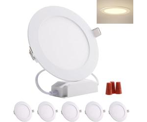 Greenclick 5 x 6W Panel LED Lámpara de techo redonda blanca Foco empotrable regulable, extremadamente plano, 220V 720Lumen reemplaza a la luz de techo fluorescente LED de 60W