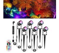 Greenclick RGB Luz de jardín 21m 6pcs 1800lm Foco de jardín LED con pico de tierra de alimentación 12V 3W Iluminación de jardín IP65 Lámpara de jardín impermeable con temporizador de control remoto