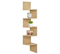 Greenco 5 Niveles Soporte de Pared Esquina estantes Acabado Natural