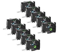 GREENCYCLE Compatible con Brother STE 151 0.94 pulgadas (24 mm) x 3 m Mobile Solutions Cinta de etiquetas para plantillas PTD600 PT-P700 PT-P750W PT2730 PT-2430PC, PT9600, PTH500LI, PTP710BT, negro sobre transparente, paquete de 10