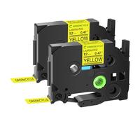 GREENCYCLE Paquete de 2 cintas compatibles para Brother TZe-631 TZe631 TZ631 TZ-631 AZE de 12 mm 0.47 pulgadas 1/2 pulgadas negro sobre amarillo cinta laminada para PTD210 PT-H100 PTH110 PT-D400AD PTD600 PT-1290
