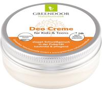 Greendoor Crema desodorante natural cosmética para niños y adolescentes, 50 ml, vegano, detiene el olor a sudor en la pubertad, suave y nutritiva, sin sales de aluminio y sin alcohol