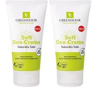 GREENDOOR crema desodorante suave Tubo 50ml sin aluminio, deo no derrite, eficaz contra el olor de transpiración, dura 20 semanas, vegano, unisex, cuida las axilas (Paquete de 2)