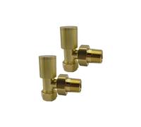 Greened House Alton - Válvulas de radiador en ángulo de latón cepillado/dorado de 15 mm