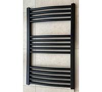 Greened House Milano - Toallero Curvo Calefactor Negro de 500 mm de Ancho x 800 mm de Alto