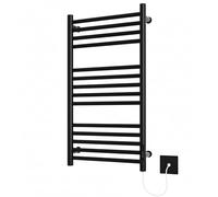 Greened House Siena - Toallero eléctrico calefactable de 400 W x 720 mm, color negro, con temporizador incorporado, eficiente energéticamente