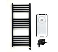 Greened House - Toallero eléctrico con WiFi y calefacción inteligente, temporizador programable de 7 días, compatible con aplicaciones (negro, 40 x 80 cm)