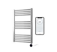 Greened House Toallero eléctrico cromado inteligente controlado por WiFi, 500 mm de ancho x 800 mm de alto, plano, temporizador programable de 7 días, compatibilidad con la aplicación