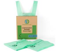 GREENER WALKER 6L Compostable Bolsa con Asas 150 Bolsas, 100% Biodegradable Basura Alimentos Cocina Bolsas de Basura con Europe EN13432 & ASTM D6400 Certificado